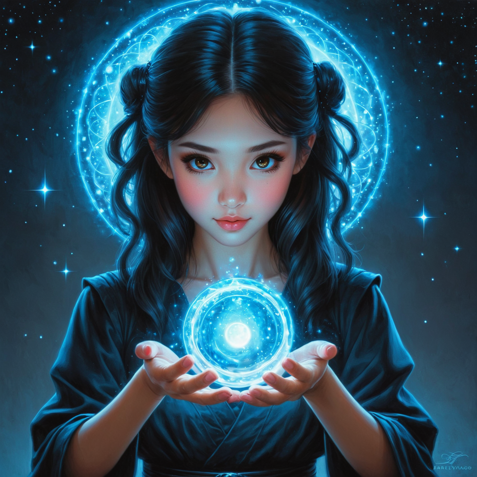 20240511215426 4211152874 by Lori Earley and Shintaro Kago in the style of Jeremiah Ketner,   casting magic ring spells, casting a magical spell _lora_rin.png